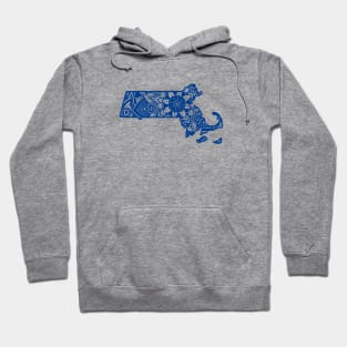 Blue Massachusetts State Gift Mandala Yoga MA Art Hoodie